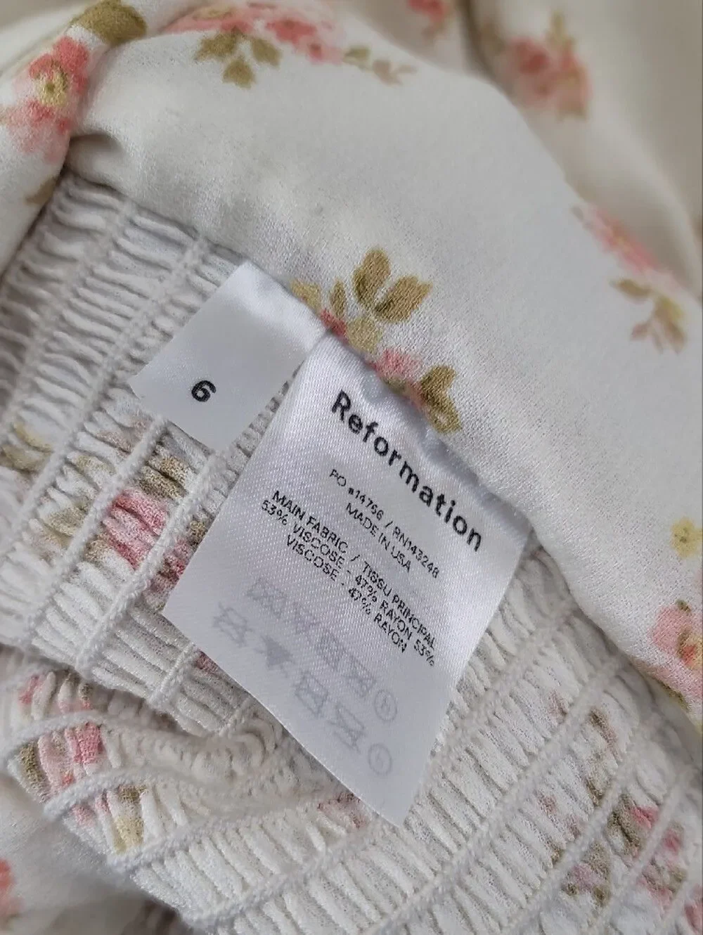Reformation Ana Floral Square-Neck Blouse Size 6